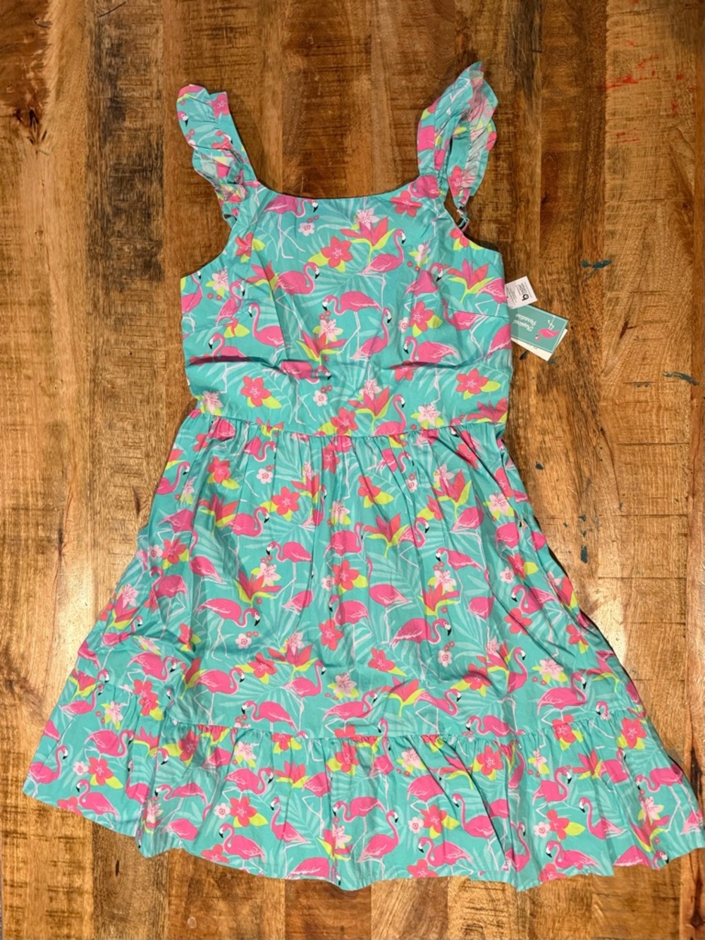 Gymboree Flamingo Ruffle Tropical Dress Size Medium - Picture 2 of 8